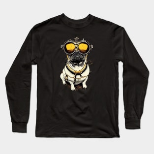 Vintage pug portrait Long Sleeve T-Shirt